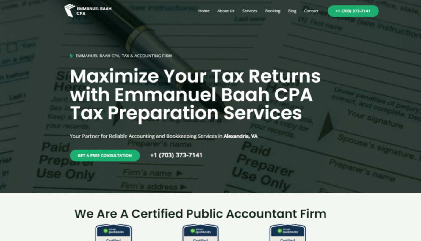 Modern website design for a Maryland accountant